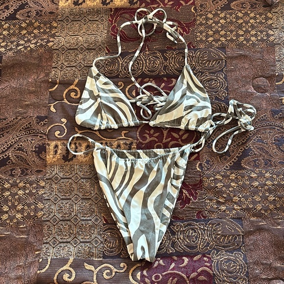 Stone Fox swim Tropez top and River bottom in Earth Zebra - Picture 1 of 3